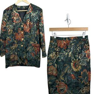 ALEXON Women's Tapestry Floral Suit| Size 10 | Vintage | "Made in Great Britain"